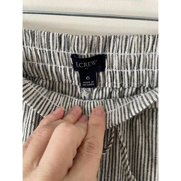 J.Crew Linen Striped Elastic Waist Casual Pants Black Size 6 NEW - Picture 7 of 9
